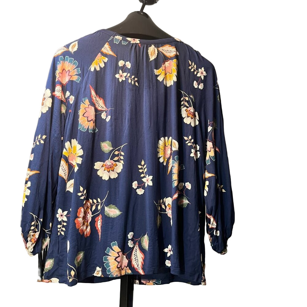 Old Navy XXL Floral Blouse Dark Blue - Picture 2 of 8